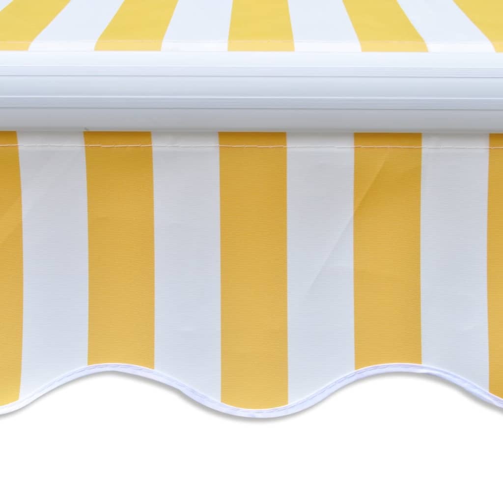 Manual Folding Awning 300cm Yellow White Aluminium Frame Patio Garden