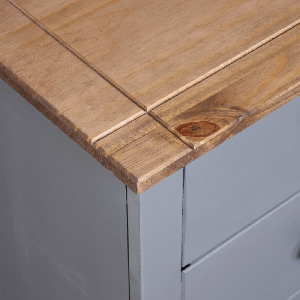 Sideboard Panama Pine Solid Wood 5 Drawers Storage Cabinet 46x40x89cm Grey