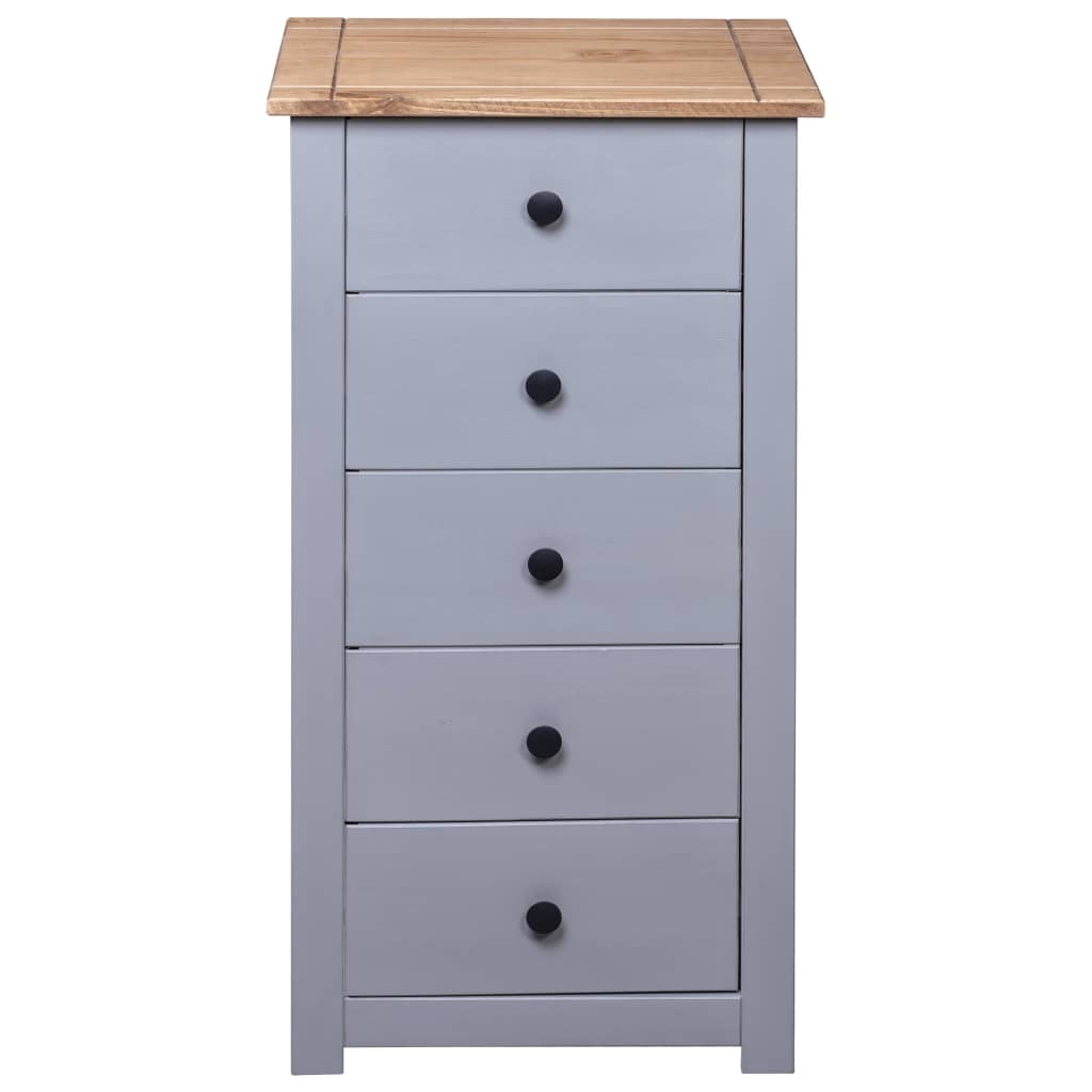 Sideboard Panama Pine Solid Wood 5 Drawers Storage Cabinet 46x40x89cm Grey
