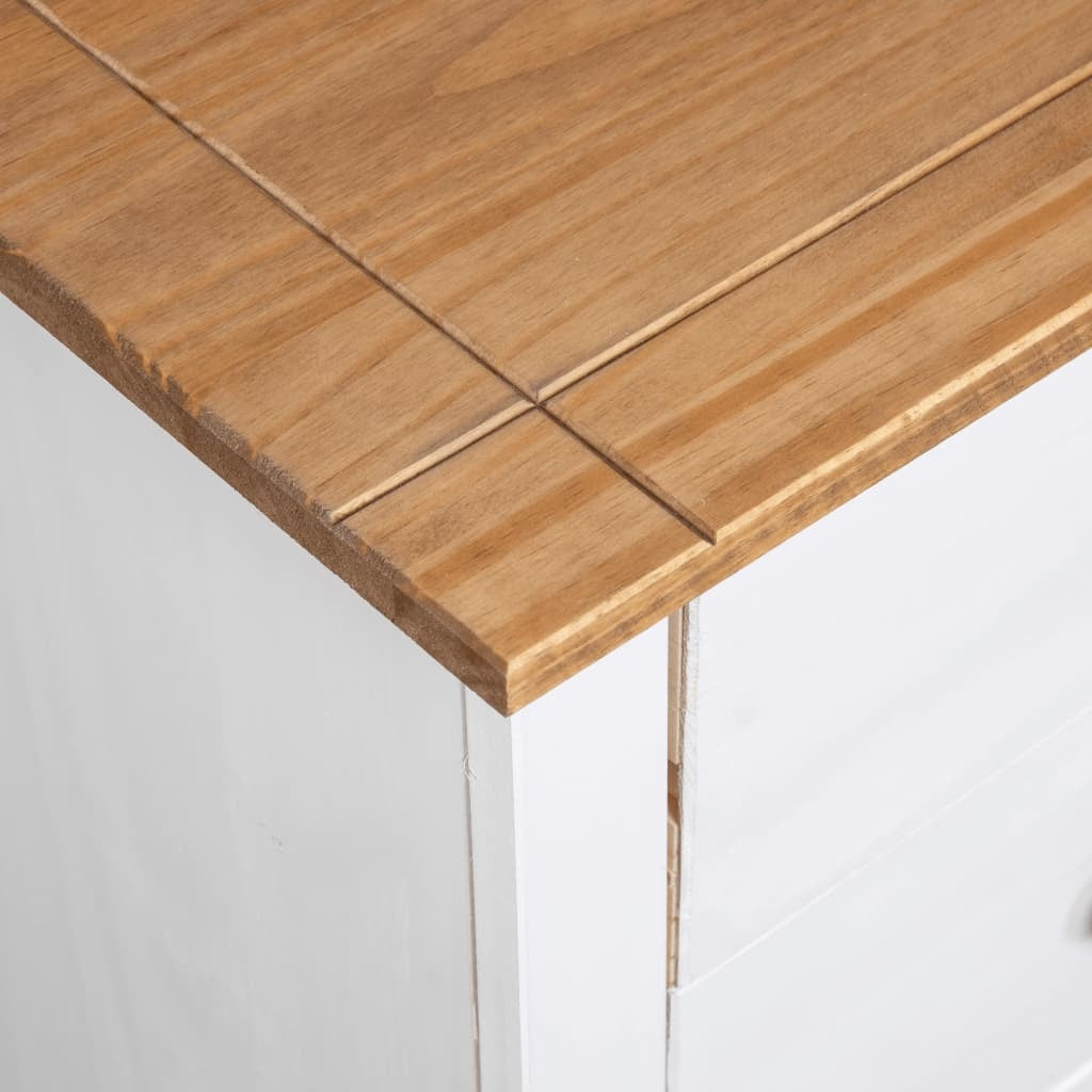 Sideboard Panama Pine Solid Wood 5 Drawers Storage Cabinet 46x40x89cm White