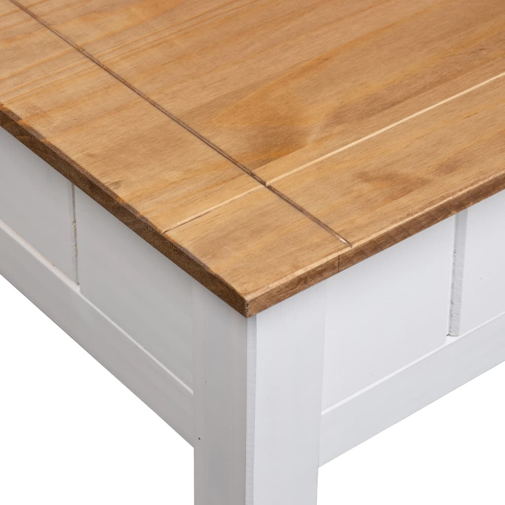 Coffee Table Panama Pine Solid Wood Drawer Storage Living Room 100x60x45cm White