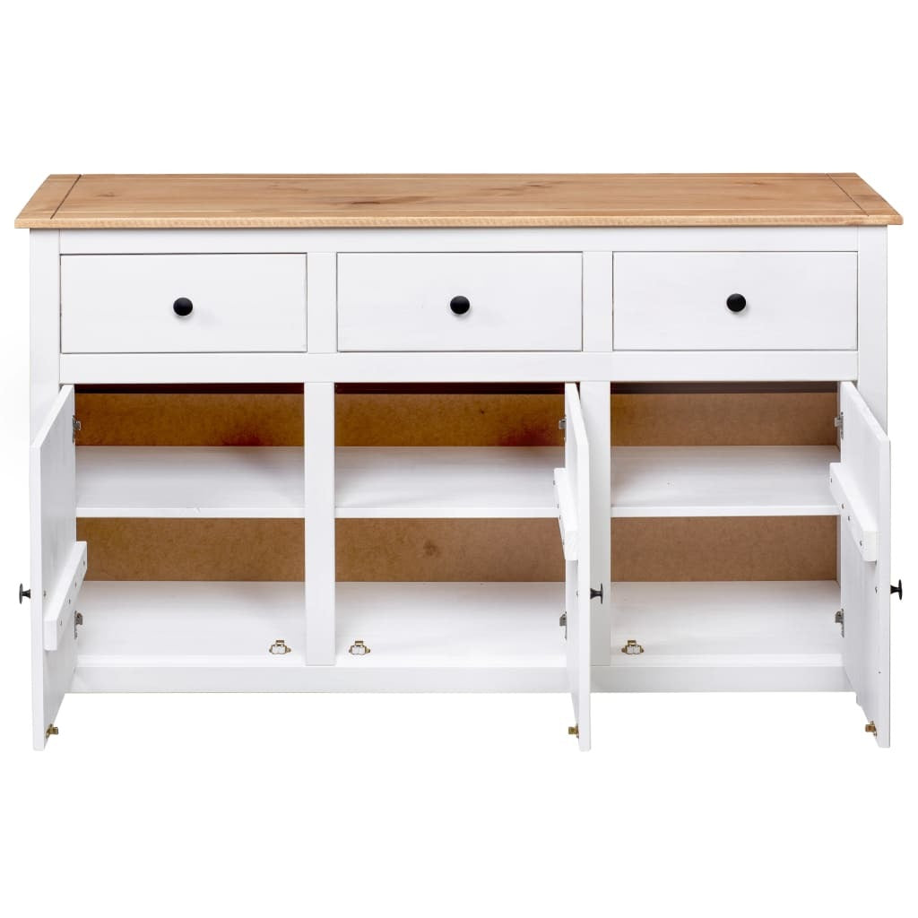 Sideboard Panama Range 3 Drawer 3 Door Solid Pine Wood Storage Cabinet White