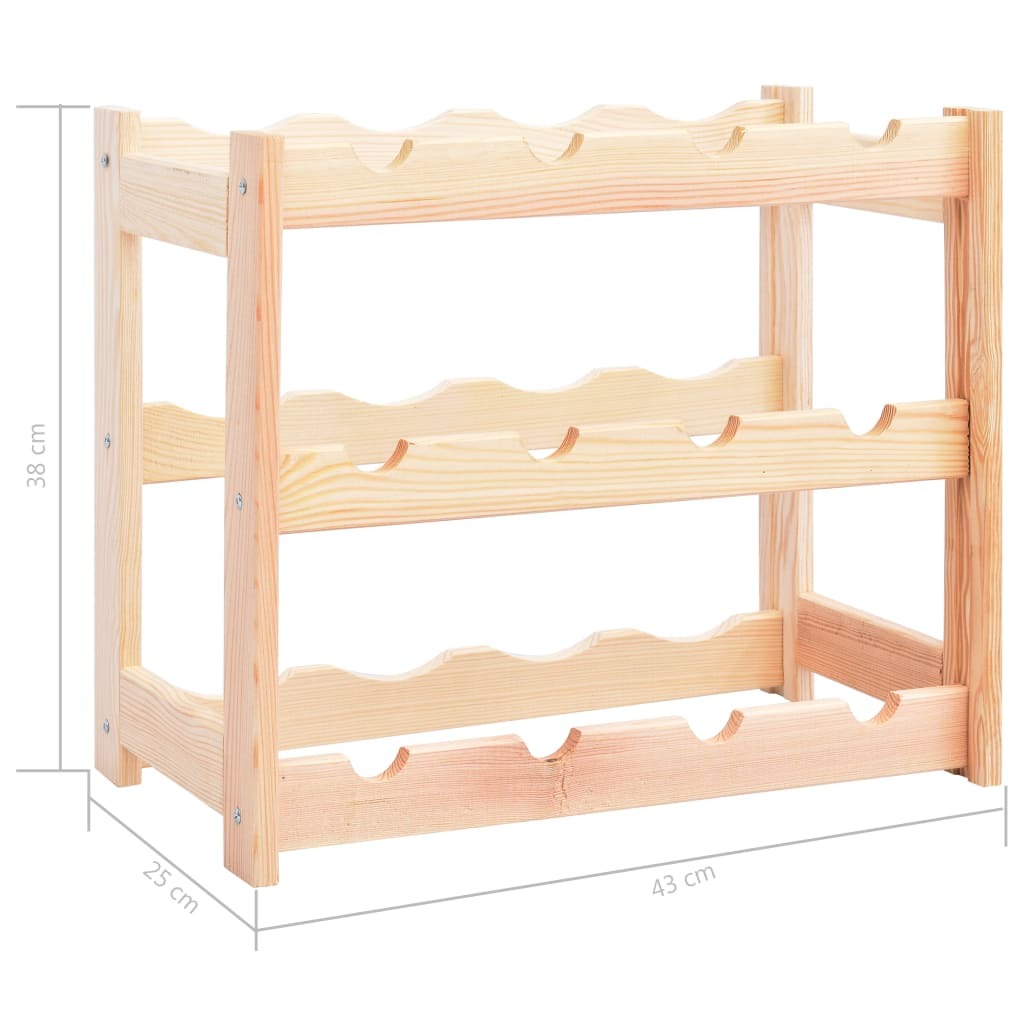 Wine Rack for 12 Bottles Solid Wood Pine