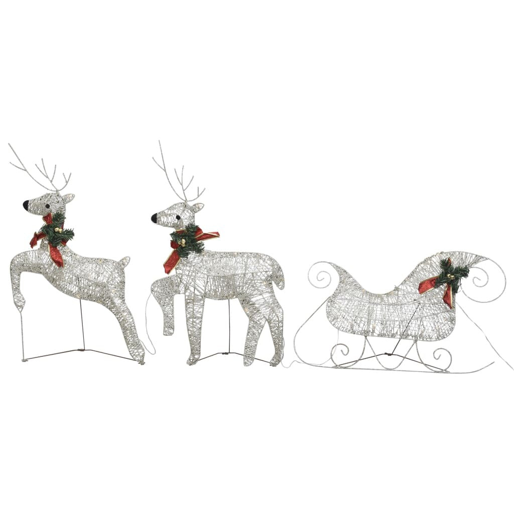 Reindeer Sleigh Christmas Decoration 60 LED Lights Outdoor Xmas Metal Gold