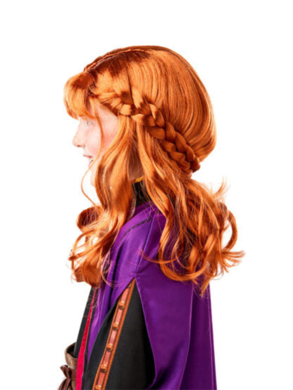 Anna Frozen 2 Wig Child Disney Costume Hair Plait Long Locks Auburn Colour