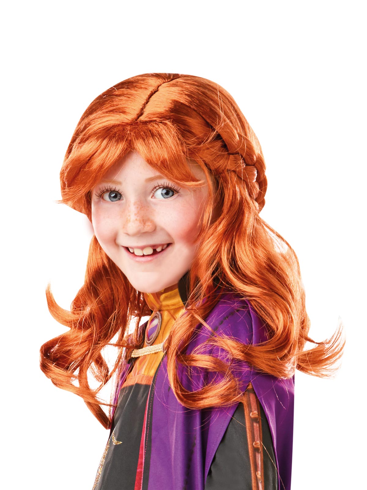 Anna Frozen 2 Wig Child Disney Costume Hair Plait Long Locks Auburn Colour