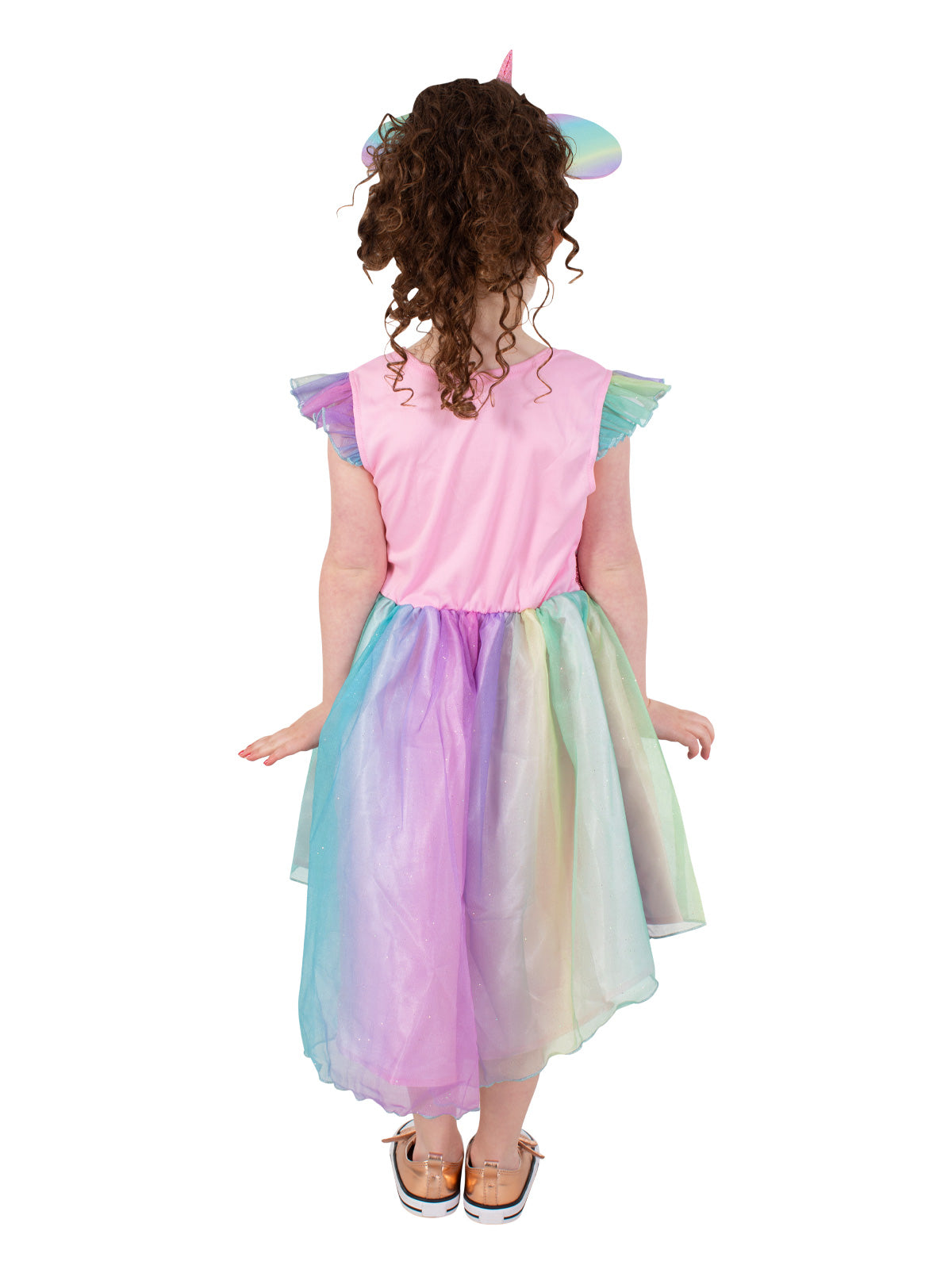 Minnie Mouse Unicorn Costume Child Rainbow Dress with Ears Horn and Bow Headband