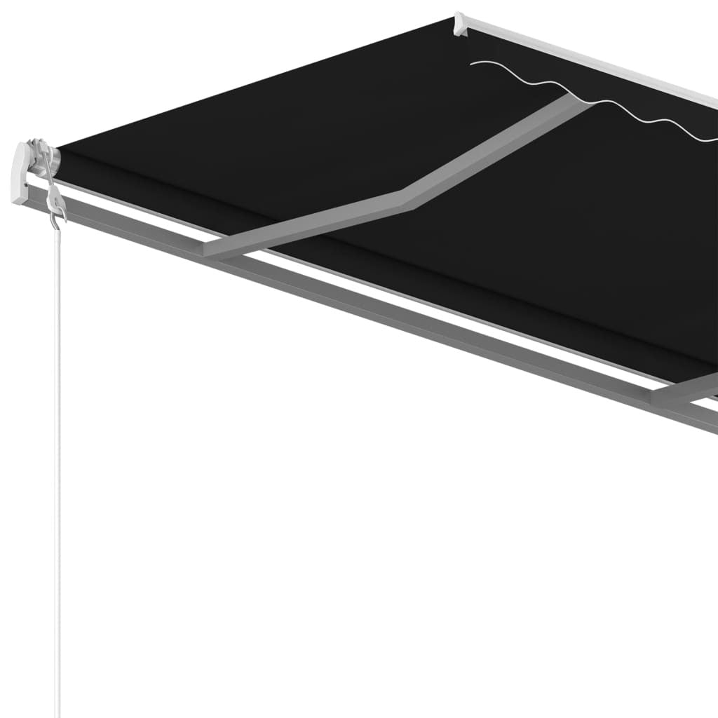 Manual Retractable Awning with Posts 3x2.5m Sun Shade Aluminium Anthracite