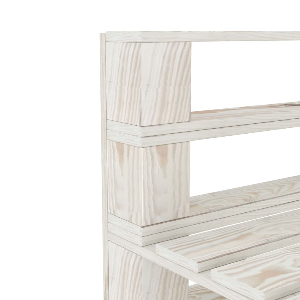 Garden Pallet Sofa 4-Seater Pinewood White Weather Resistant Patio