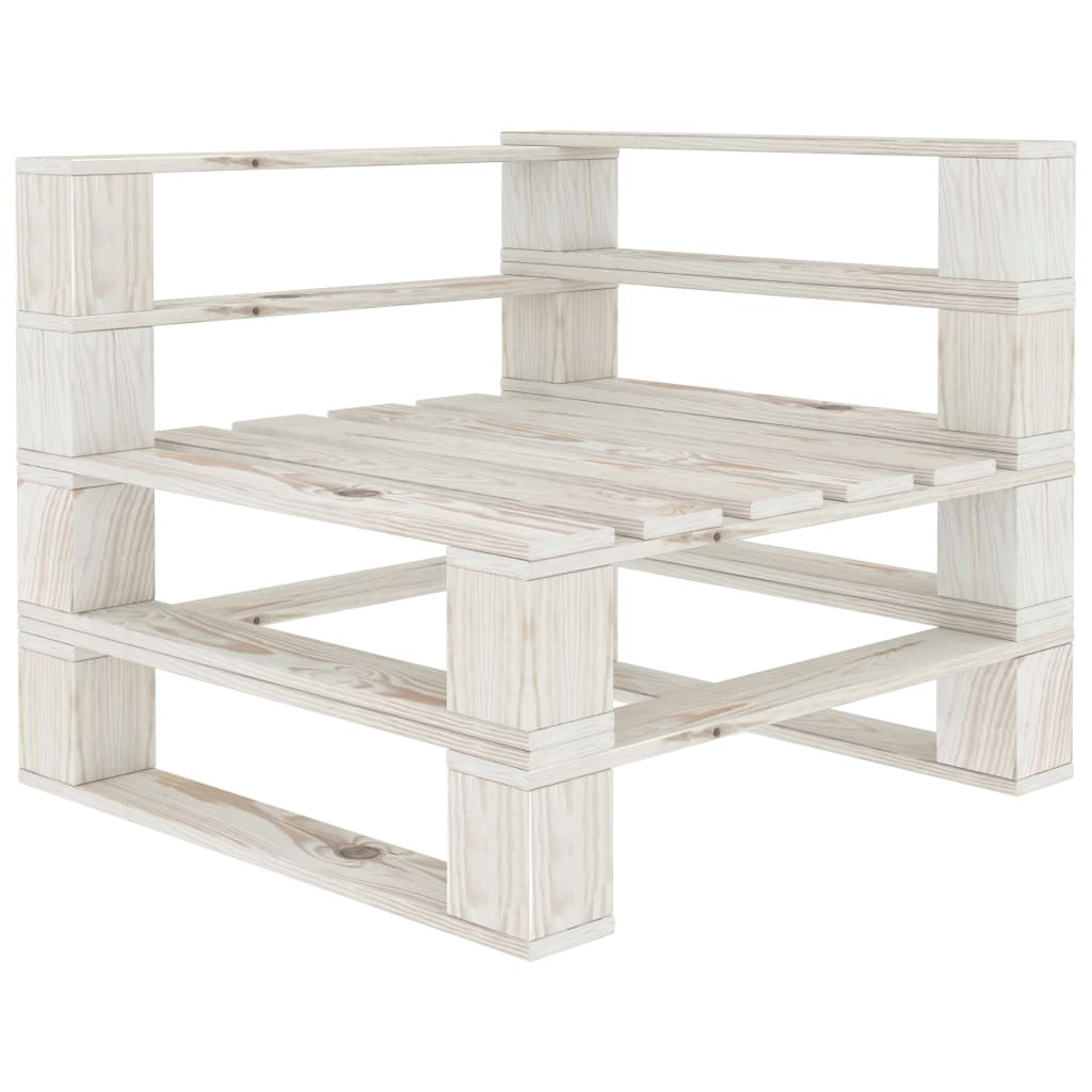 Garden Pallet Sofa 4-Seater Pinewood White Weather Resistant Patio