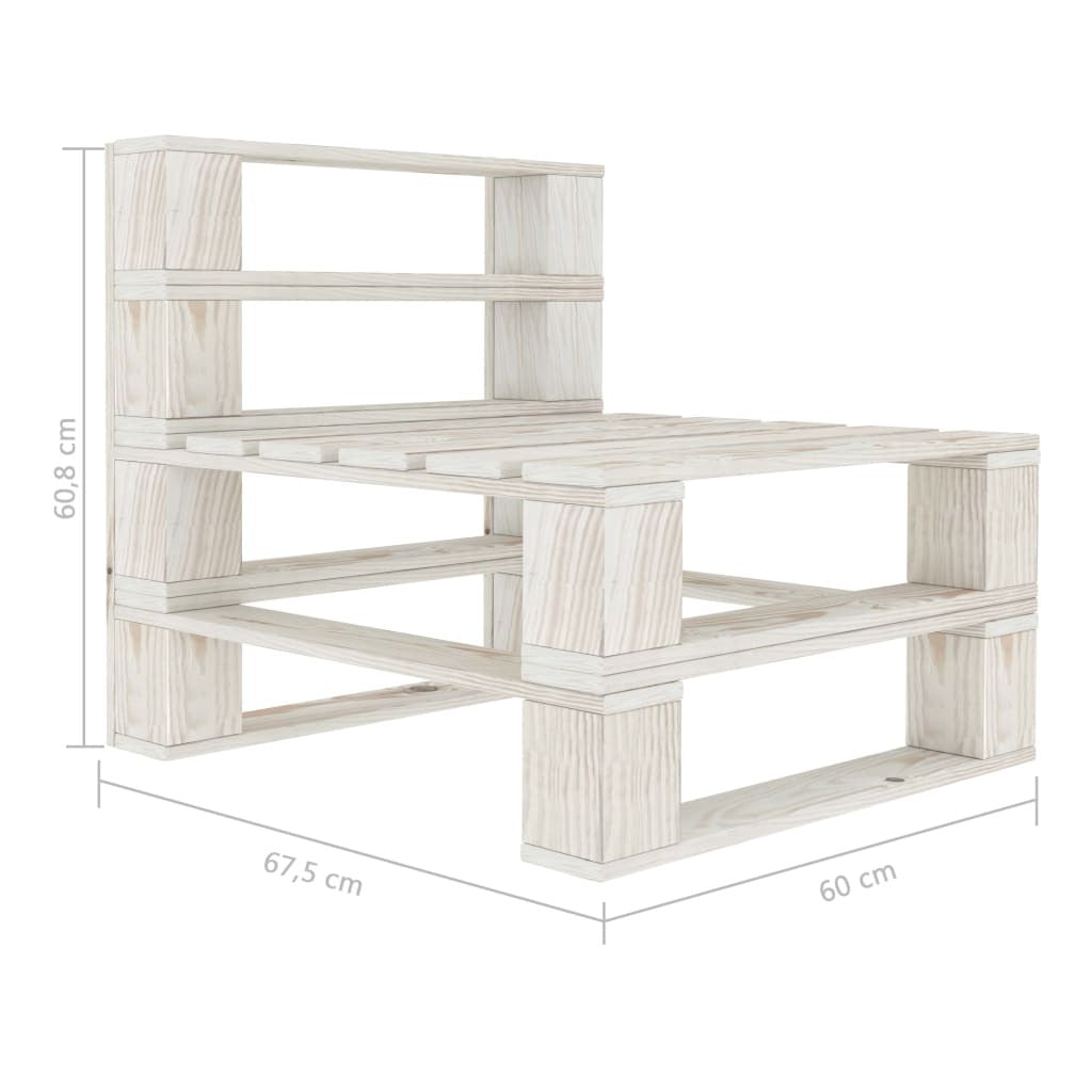 Garden Pallet Sofa 4-Seater Pinewood White Weather Resistant Patio