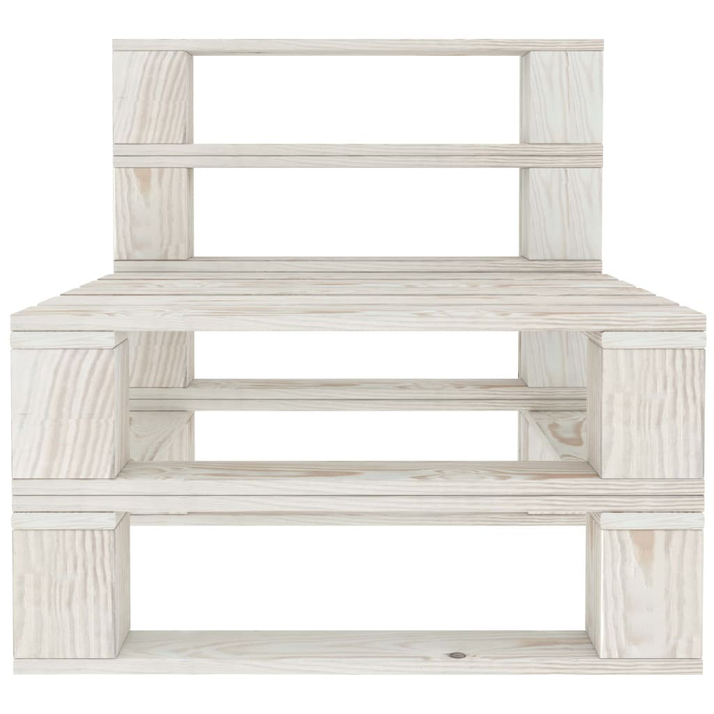 Garden Pallet Sofa 4-Seater Pinewood White Weather Resistant Patio