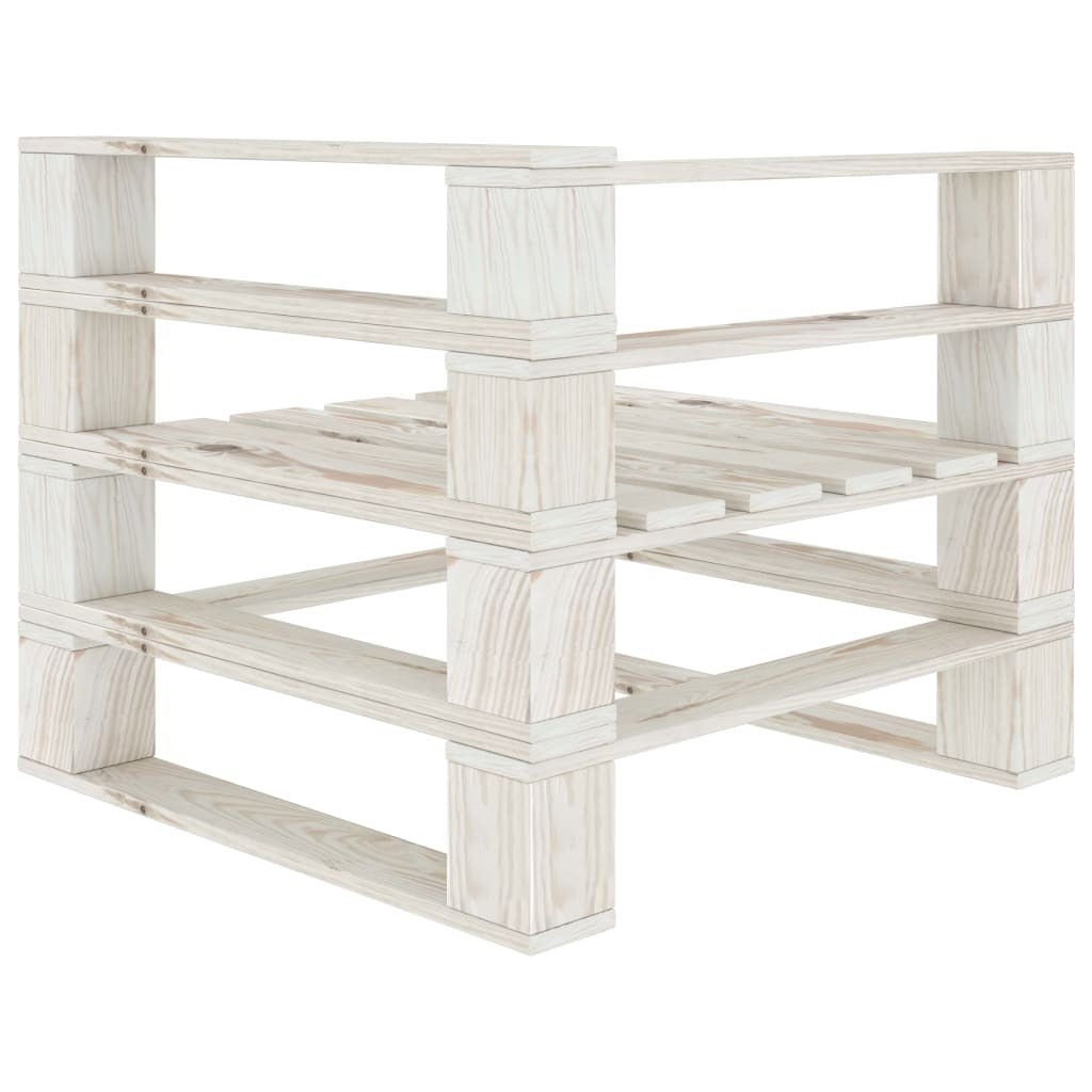 Garden Pallet Sofa 4-Seater Pinewood White Weather Resistant Patio