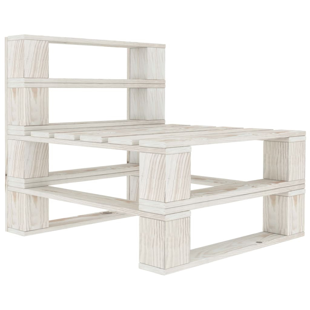 Garden Pallet Sofa 4-Seater Pinewood White Weather Resistant Patio