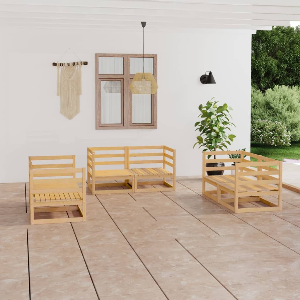 6 Piece Garden Lounge Set Solid Pinewood Outdoor Modular