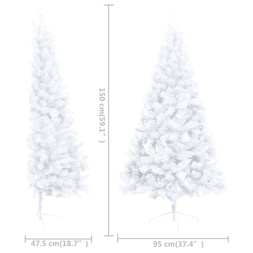 Artificial Half Pre-lit Christmas Tree with Stand White 150 cm PVC