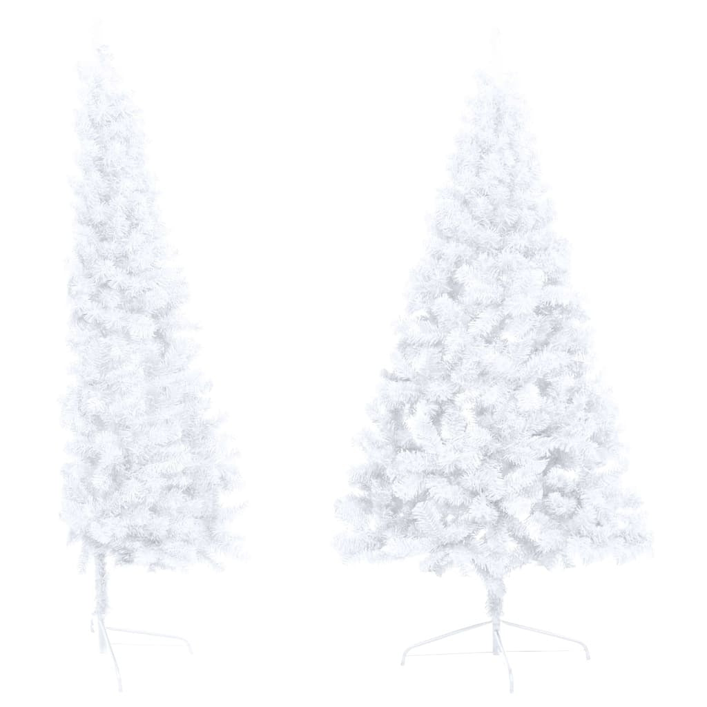 Artificial Half Pre-lit Christmas Tree with Stand White 210 cm PVC
