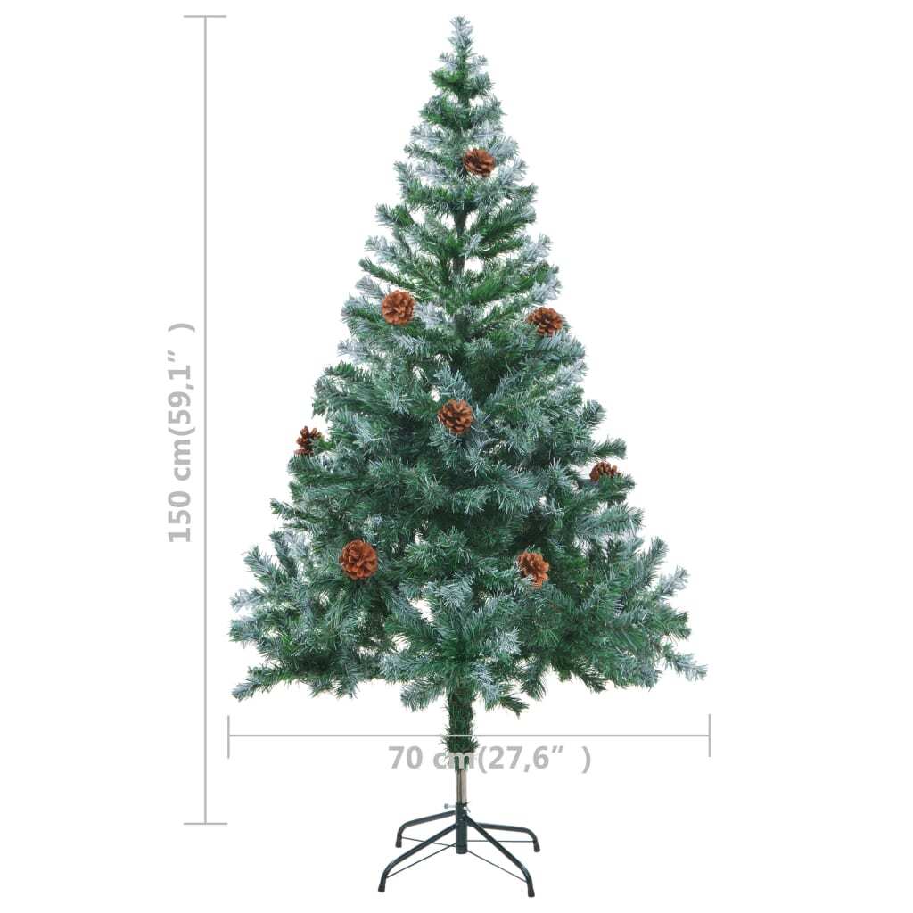 Frosted Pre-lit Christmas Tree with Pinecones 150 cm