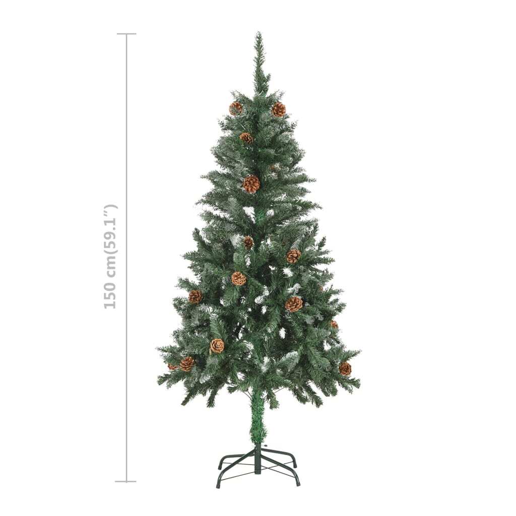 Artificial Pre-lit Christmas Tree with Pine Cones 150 cm