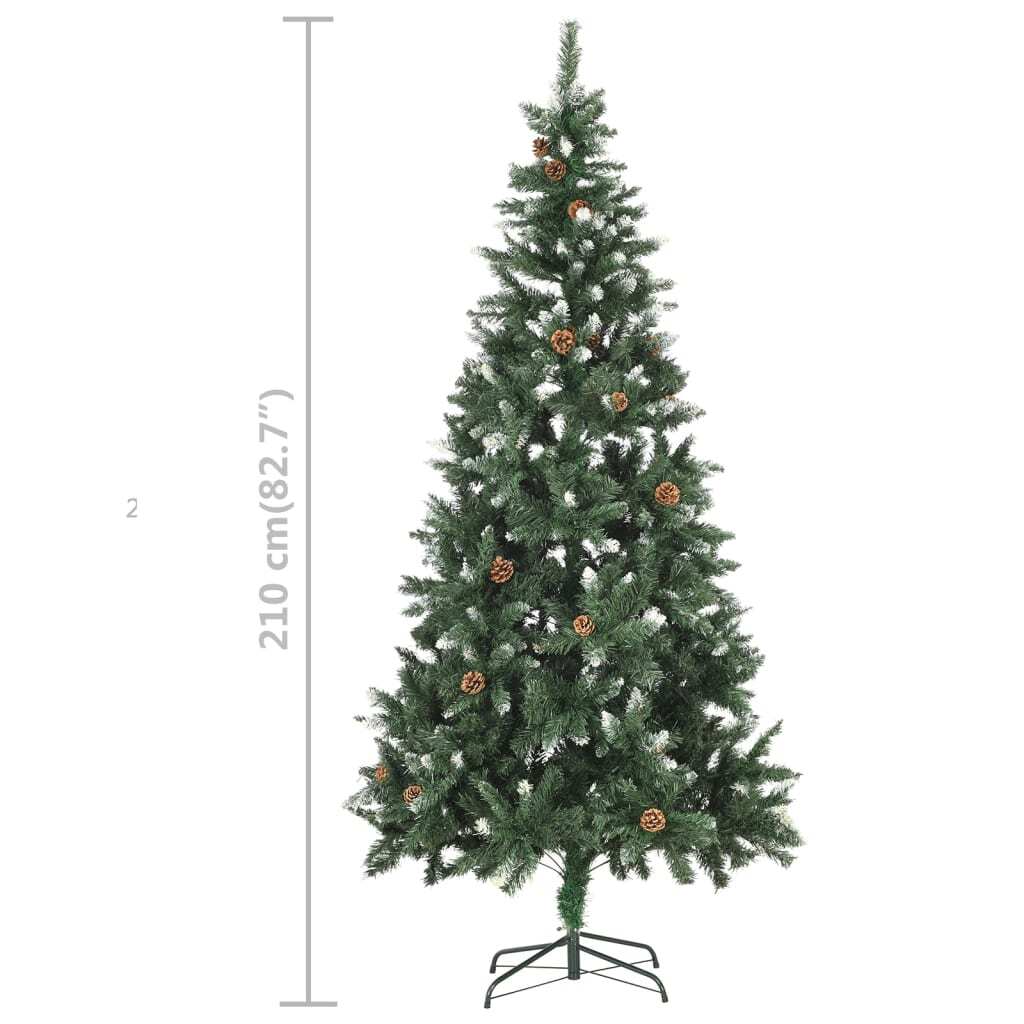 Artificial Pre-lit Christmas Tree with Pine Cones 210 cm