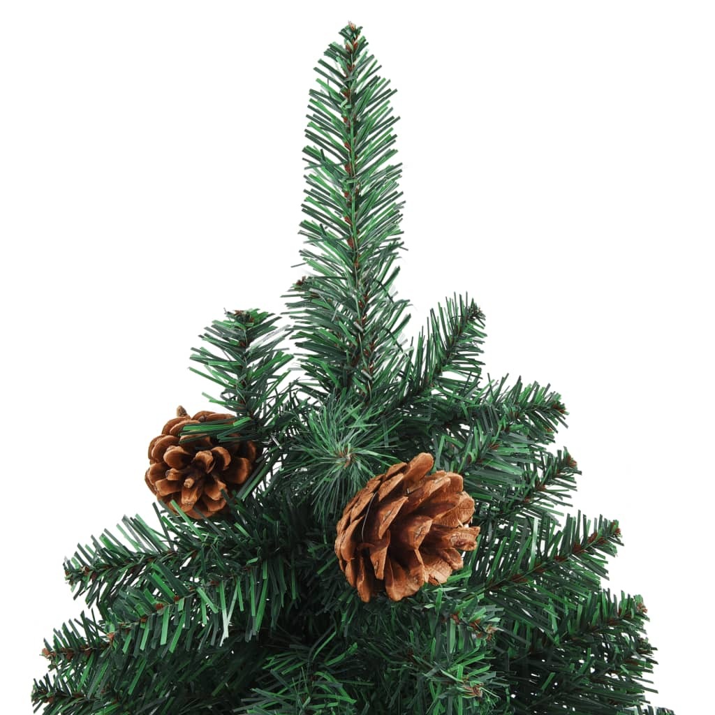 Slim Pre-lit Christmas Tree with Real Wood&Cones Green 150 cm
