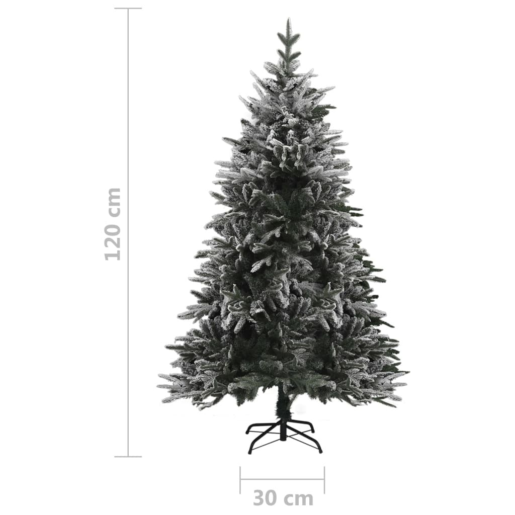 Artificial Pre-lit Christmas Tree with Flocked Snow 120 cm PVC&PE