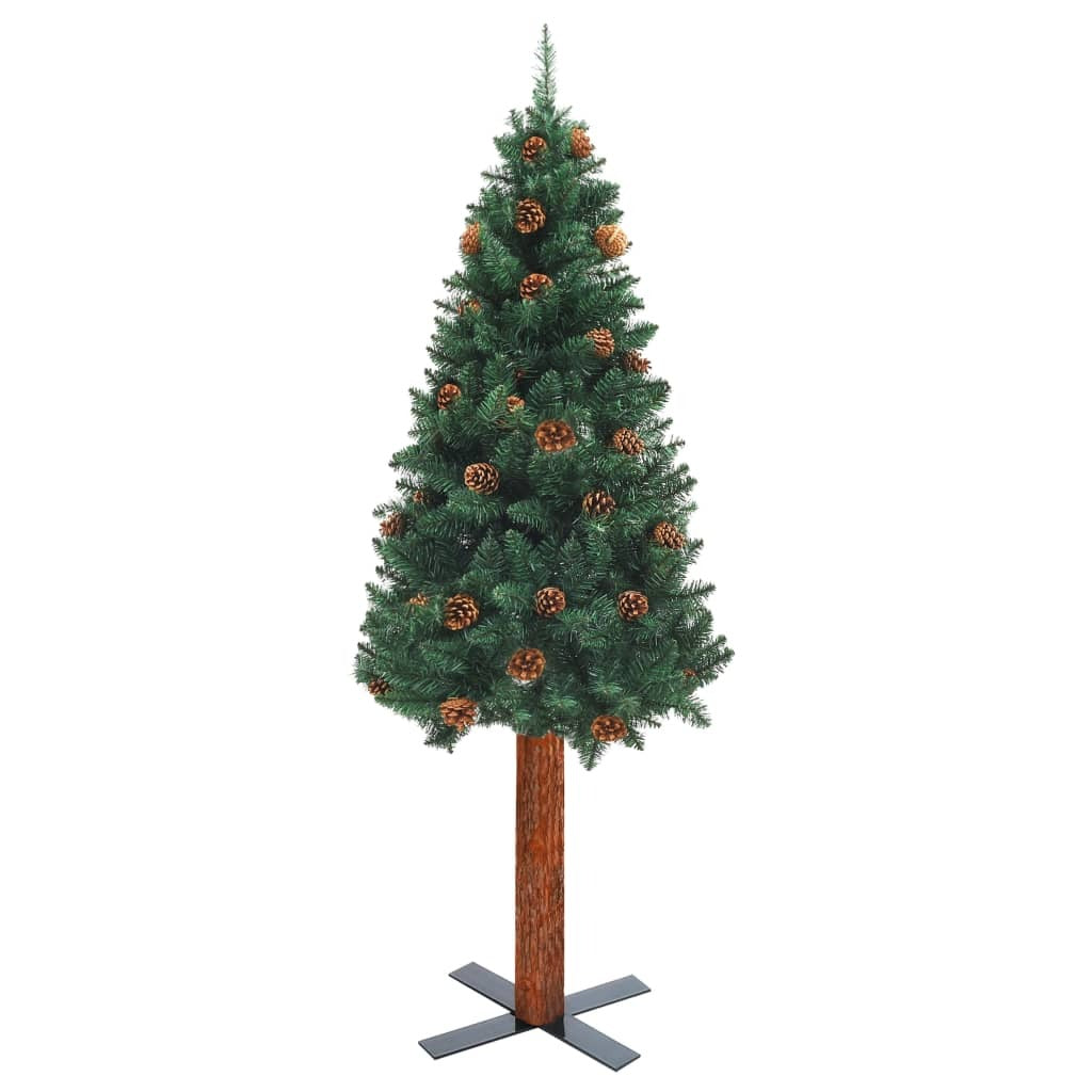 Slim Pre-lit Christmas Tree with Ball Set Green 150 cm PVC