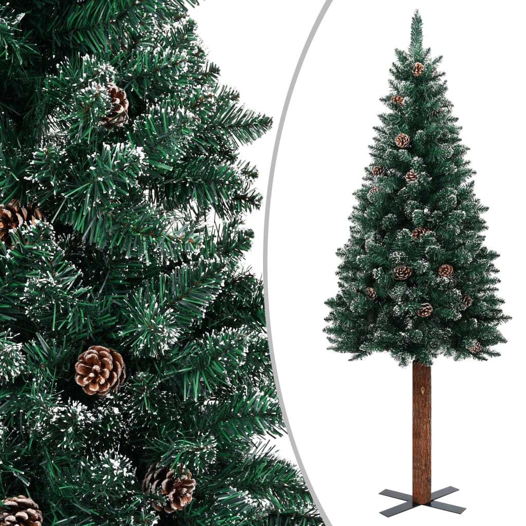 Slim Pre-lit Christmas Tree with Ball Set Green 150 cm