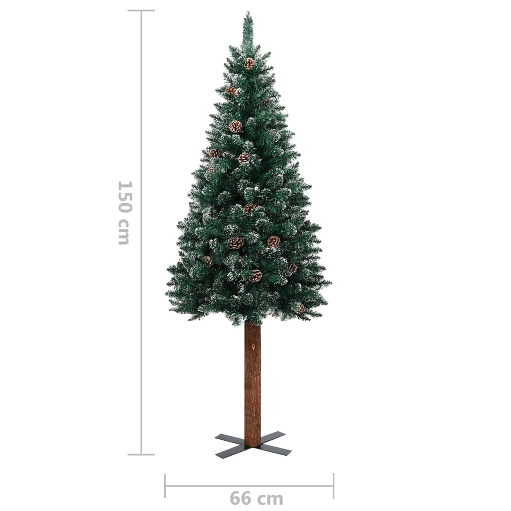 Slim Pre-lit Christmas Tree with Ball Set Green 150 cm