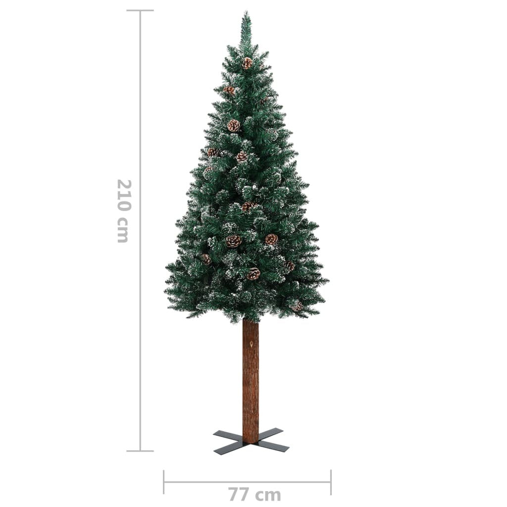 Slim Pre-lit Christmas Tree with Ball Set Green 210 cm