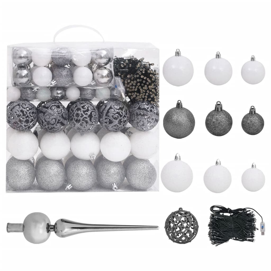 Artificial Christmas Tree LEDs&Ball Set Green 240 cm PVC&PE