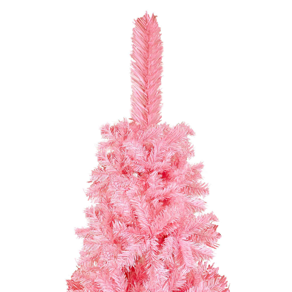 Slim Christmas Tree with LEDs Pink 150 cm