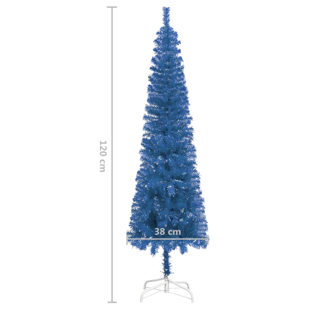Slim Christmas Tree with LEDs Blue 120 cm