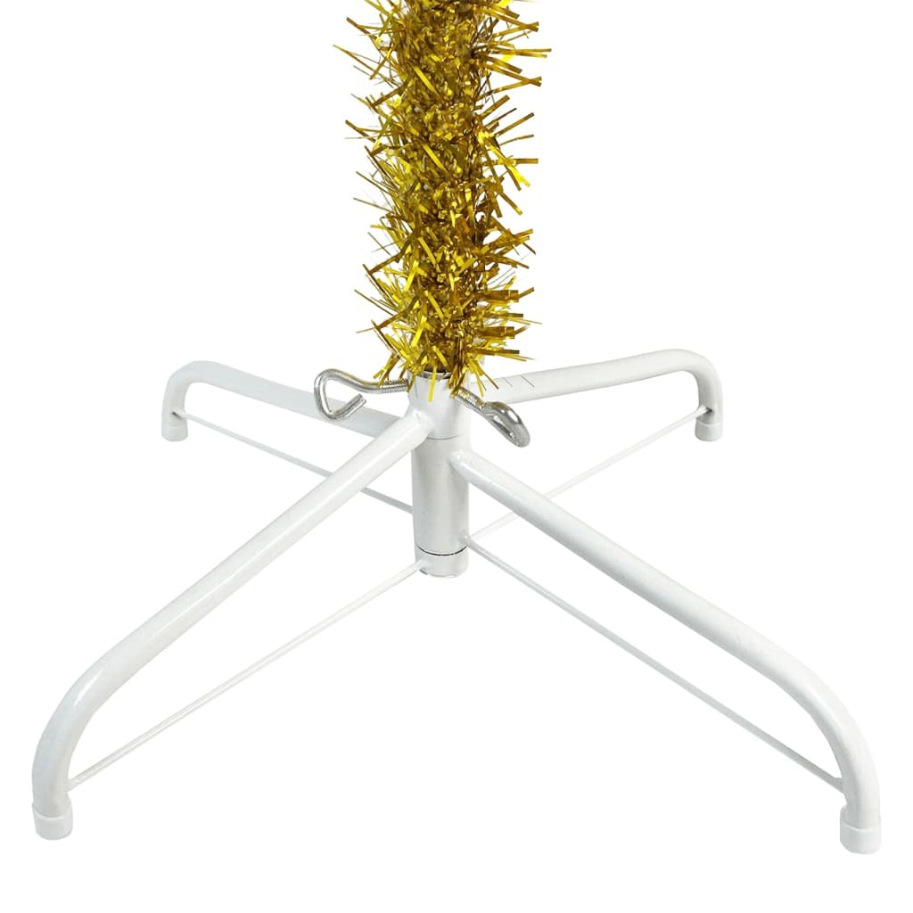 Slim Christmas Tree with LEDs Gold 180 cm