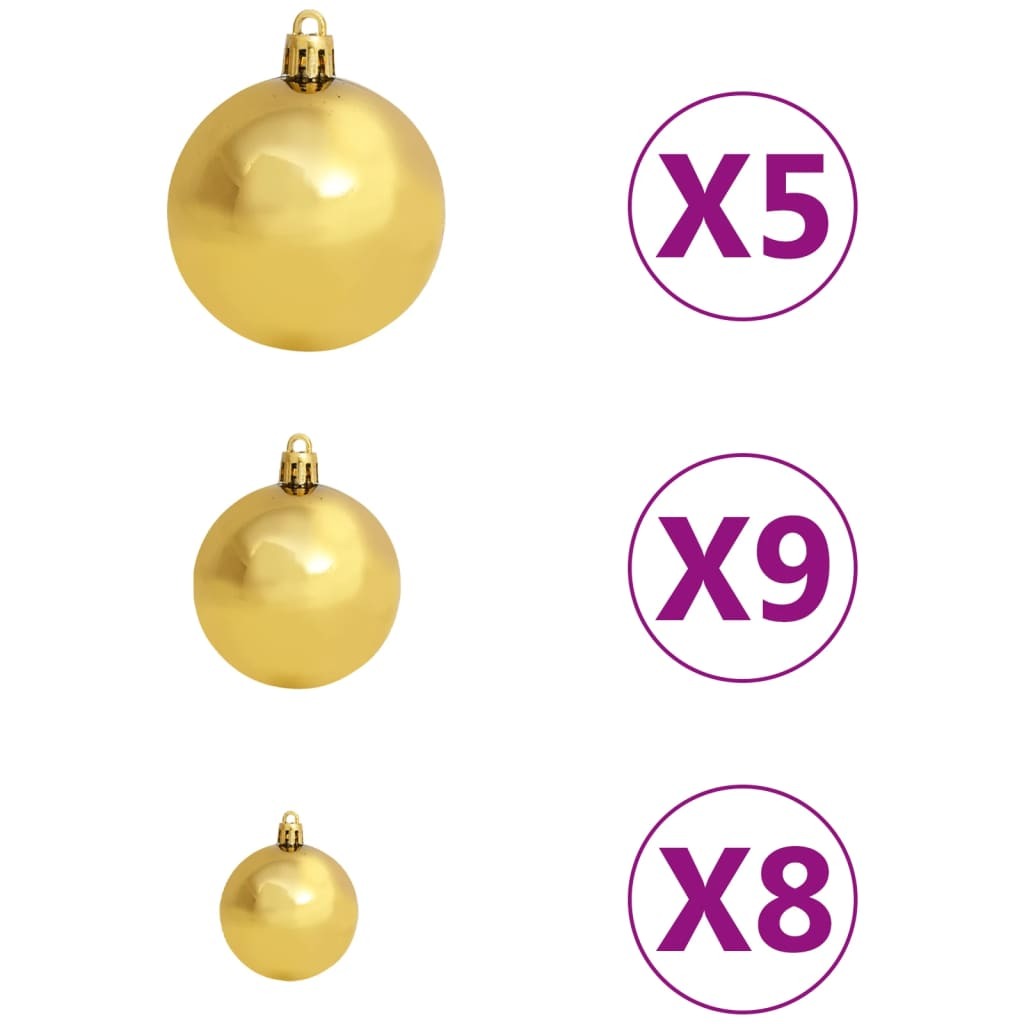 Slim Christmas Tree with LEDs&Ball Set White 150 cm