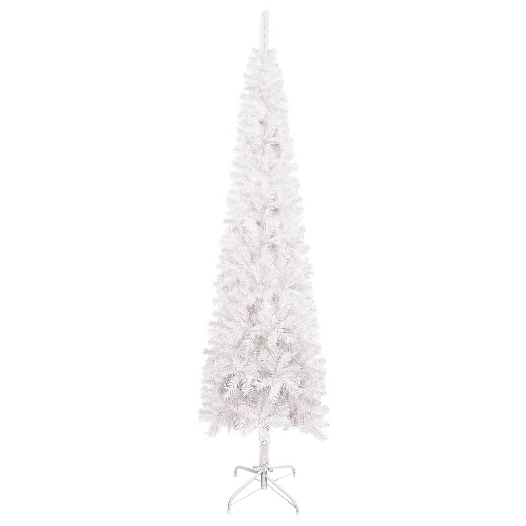 Slim Christmas Tree with LEDs&Ball Set White 210 cm