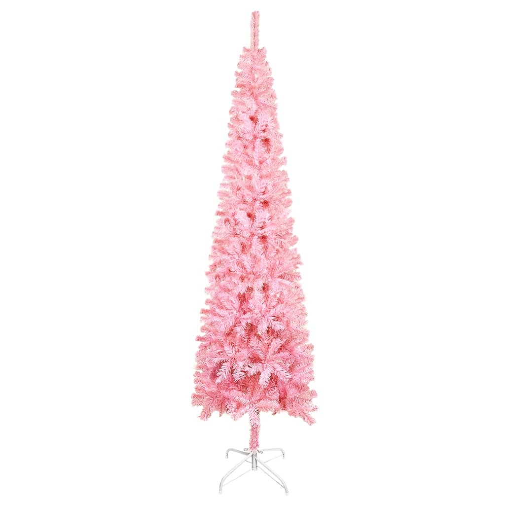 Slim Christmas Tree with LEDs&Ball Set Pink 150 cm