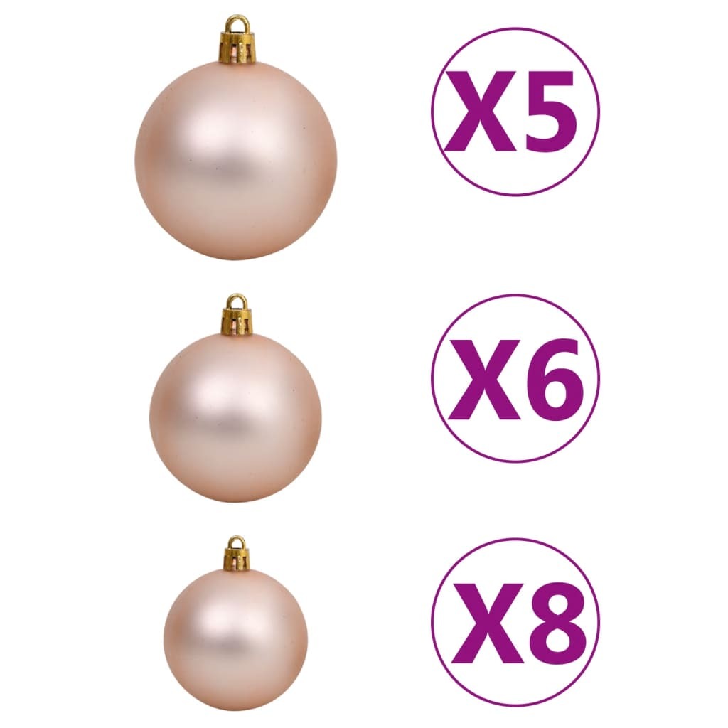 Slim Christmas Tree with LEDs&Ball Set Silver 180 cm
