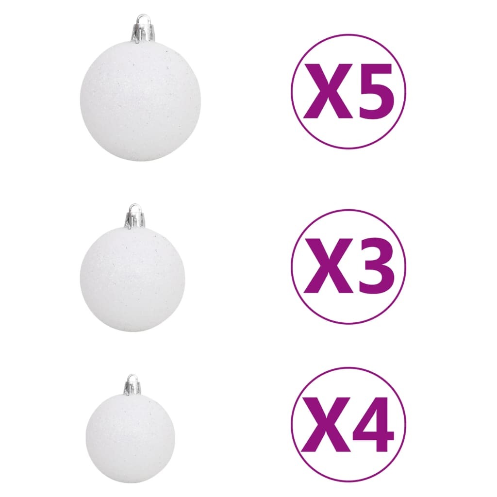 Slim Christmas Tree with LEDs&Ball Set 210 cm Silver