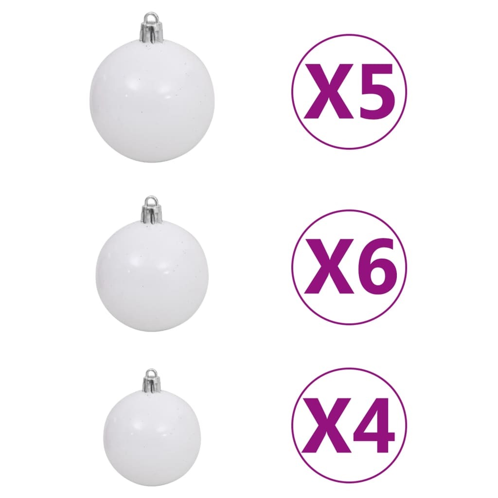 Slim Christmas Tree with LEDs&Ball Set Silver 240 cm