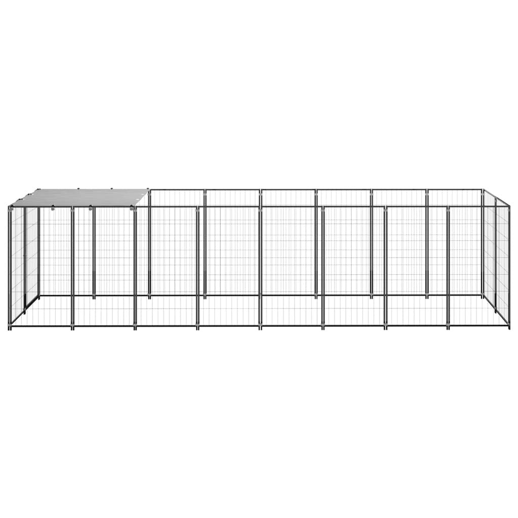 Steel Dog Kennel Black Dog Cage Water-Resistant UV-Resistant 4.84m²