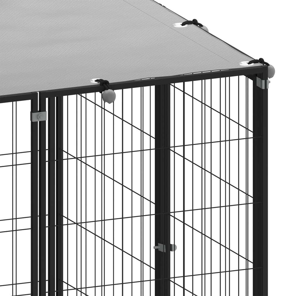 Steel Dog Kennel Black Dog Cage Water-Resistant UV-Resistant 4.84m²