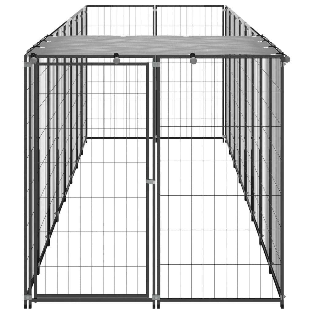 Steel Dog Kennel Black Dog Cage Water-Resistant UV-Resistant 4.84m²