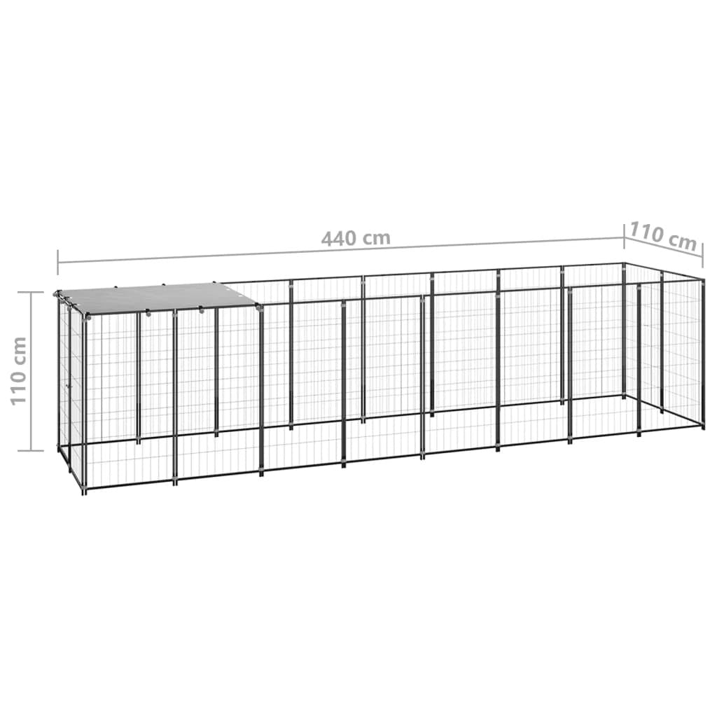 Steel Dog Kennel Black Dog Cage Water-Resistant UV-Resistant 4.84m²