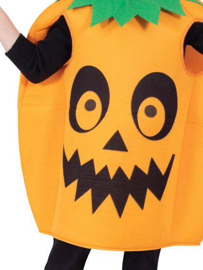 Pumpkin Costume Child Halloween Veggie Tabard with Printed Face and Collar - Orange
