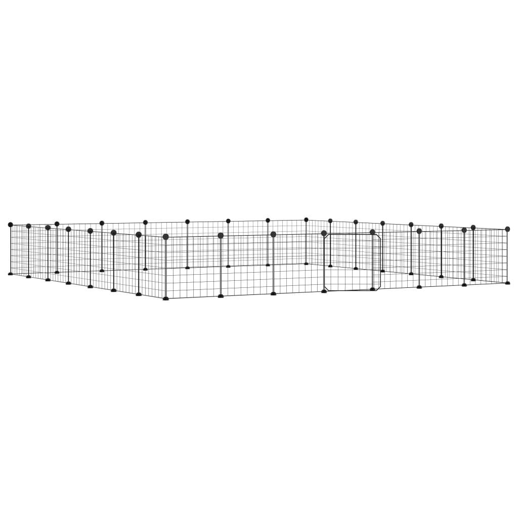 28-Panel Pet Cage with Door Black 35x35 cm Steel