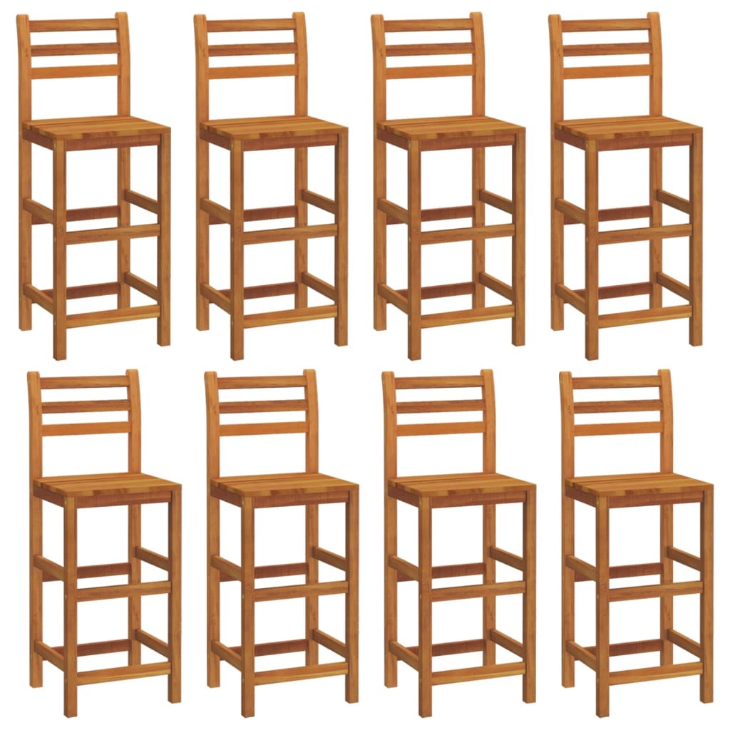 Bar Stools 8 pcs Solid Wood Acacia