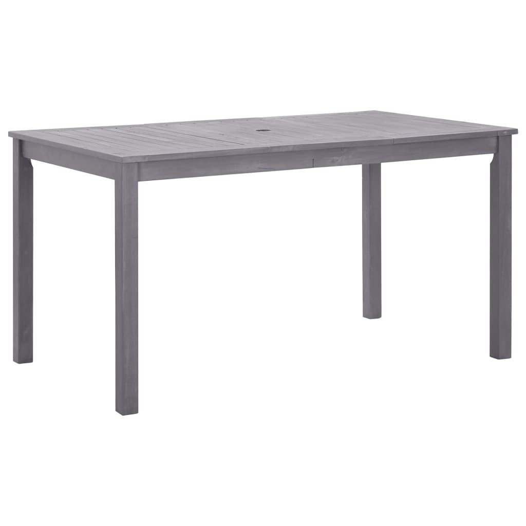 Garden Table Solid Acacia Wood Outdoor Dining Patio Furniture 140x80x74cm Grey