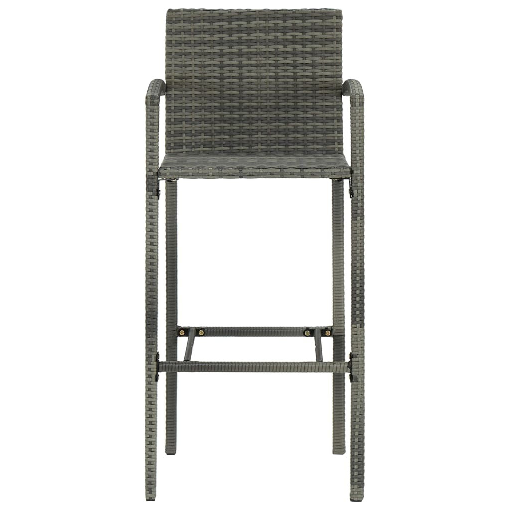 Bar Stools Set of 4 Poly Rattan Outdoor Garden Kitchen Seat Grey