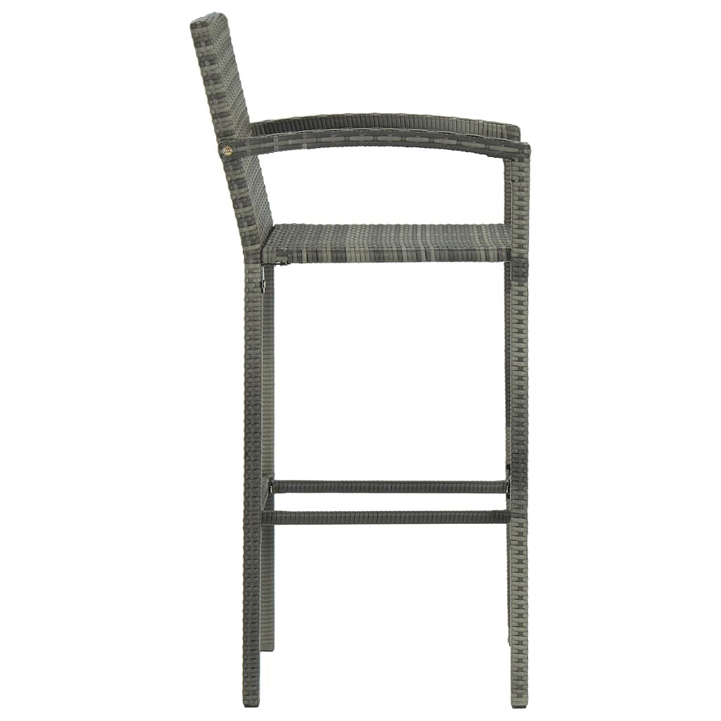 Bar Stools Set of 4 Poly Rattan Outdoor Garden Kitchen Seat Grey